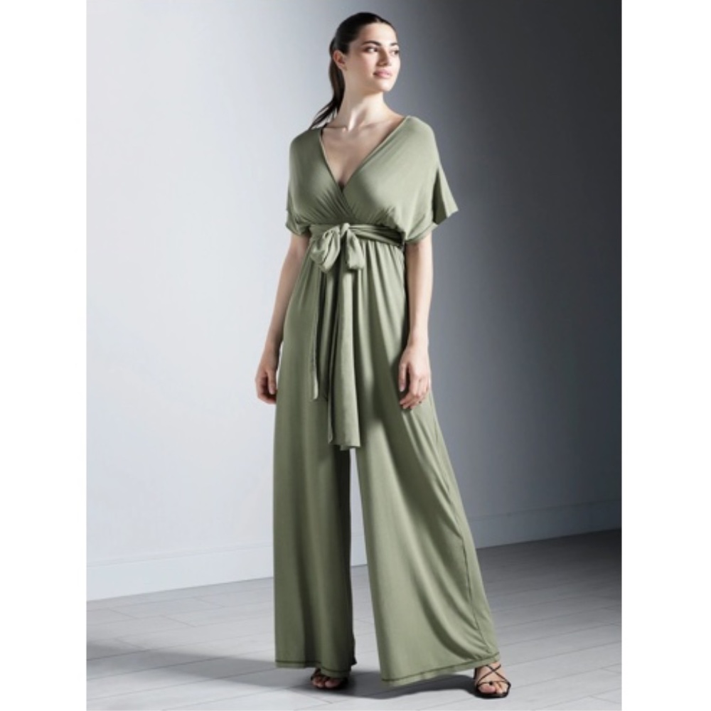 Aumnie INFINITY Multiway Drape Hatch Jumpsuit Dress Wide Flare Legs - Size M